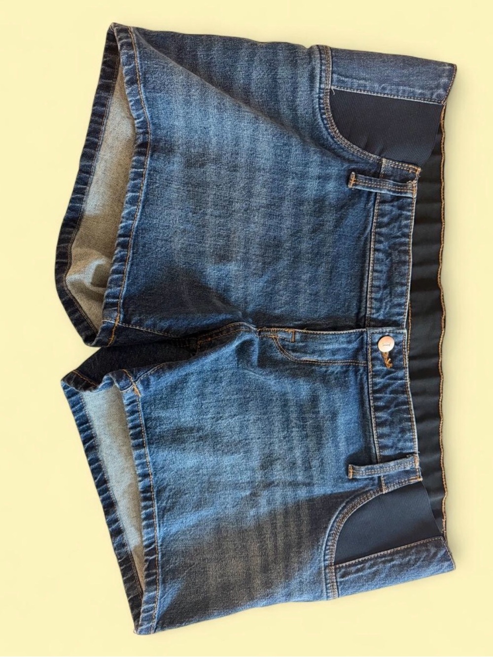 Women's Maternity Jean Shorts - Blue Denim Stretch Waistband